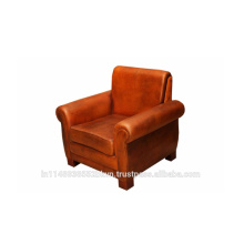 Canapé à salon unique en cuir brun de salon